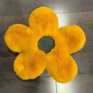 Urban Outfitters Yellow Gold Furry Flower Shaped Pillow